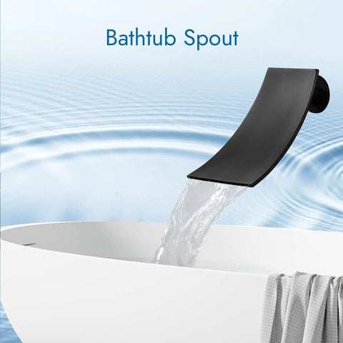 Waterfall Bathtub Faucet Wall Mounted Tub Filler With Handheld Shower Spout One Handle Shower Kit Rough In Valve Included Matte Black Finish