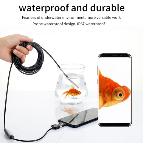 Super Handy 7mm Endoscope Camera Borescope With Six LED Lights For Android And Windows USB Inspection Tool IP67 Waterproof One Meter Cable For Pipes Drains And Industrial Inspections, waterproof probe with phone display