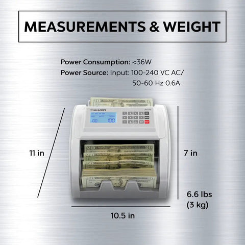 Fast Money Counter With Fake Bill Detector And LCD Display, UV MG IR DD HLF CHN Checks, Portable Size, Front View