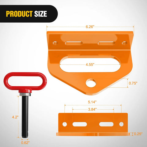 Universal Heavy Duty Zero Turn Mower Trailer Hitch Kit With Neodymium Magnetic Pin size dimensions