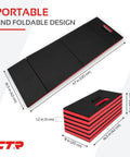 Mechanic Kneeling Pad Folding Mat For Under Car Work Pro Grade Heavy Duty EVA Foam Cushion with carry handle, unfolded and folded view