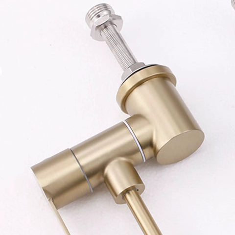 Under-Sink Drinking Water Filter Faucet - 1/4" 240mm Tap for Kitchen, brass material, close-up view of faucet base.