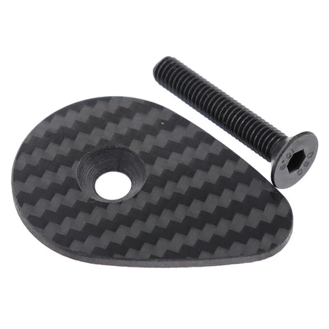 Premium Carbon Fiber Headset Top Cap paired with badass gold stainless screws black carbon fiber material and screw detail.