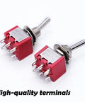Eight Pack DPDT Toggle Switches 6 Pin 2 Position On On Miniature Toggle Switches For Car Dash And Diy Electronics Projects 5A 125V 2A 250V Durable MTS202, red metal terminals