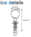 Tough As Nails Stainless Steel Spring Plungers 6 Pack M10 Non Locking Index Pin dimensions 57mm long with 21mm outer ring.