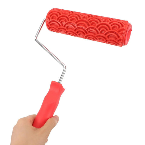 Rubber Texture Paint Roller For Easy Peasy Wall Embossing And Quick Home Reno Makeovers That Deck Out Your Space With Knockout Decorative Finishes And Zero Stress, red rubber design, hand-held.