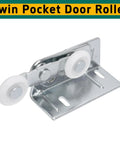 Twin Pocket Door Roller Set With Top Mount Rollers 7/8 Inch Wheels Alloy Steel Construction on white background