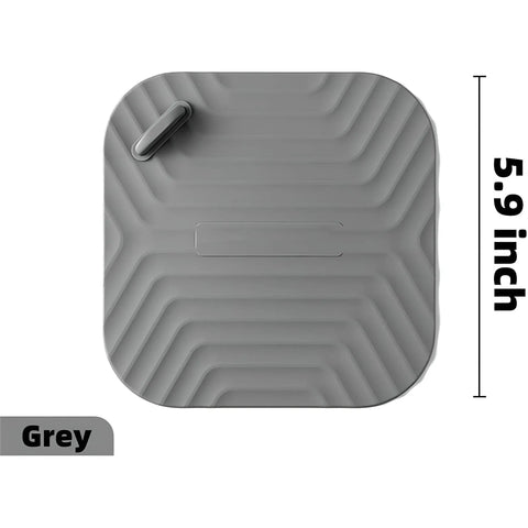 Shower Drain Cover Tub Stopper Square Silicone Floor Drain Cover in grey, 5.9 inch size, flexible design for effective use.