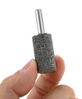 Single piece from Ten Piece Set Of Sixteen Millimeter Aluminum Oxide Mounted Grinding Stones For Electric Rotary Tools With One Quarter Inch Shank