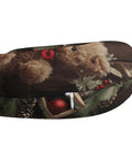 Close-up of Xmas Tree Branch Bear Doll Travel Pillow U Shaped Neck Support Pillow with festive decoration design