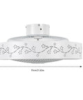 Low Profile Dimmable Ceiling Fan With Light Remote Control And Smart App, 22in semi flush mount, white floral design detail.