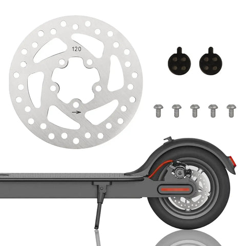 120mm 5 Hole Stainless Steel Brake Disc With 2 Brake Pads For Electric Scooter And Bicycle Upgrades, M365 Pro Compatible