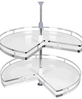 Two Tier Blind Corner Cabinet Kidney Lazy Susan With Adjustable Height Chrome Finish For Base Cabinets Maximizes Hard To Reach Corner Space And Keeps Baking Supplies And Kitchen Gadgets Handy And Organized displayed
