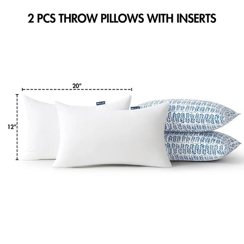 Outdoor Lumbar Pillow Set Of 2 20x12 Inches With Waterproof Inserts In Royal Blue, Fade Resistant Canvas Polyester PU Coated Covers For Patio