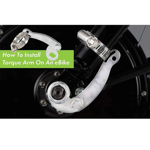 Universal Steel Torque Arm For E Bike Hub Motors And Mid Drive Front Or Rear Install Heavy Duty Electric Bicycle Accessory Kit With Hub Mount Clamp Ready To Install steel torque arm on e-bike hub axle with clamp