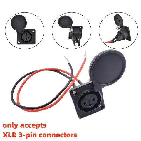 Three Pin XLR Charging Port Socket For Electric Dirt Bikes And Scooters Compatible With Razor MX500 MX650 Evo 500 800 Schwinn IZIP And GT Models With 18AWG Copper Wire Durable Plastic Casing