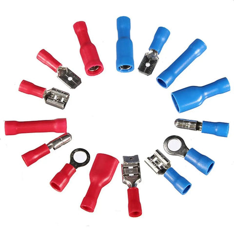 Grab This Awesome 200 Pcs Red And Blue Insulated Spade Ring Terminal Kit With Crimp Connectors For All Your Electric Wire Projects Today. Red and blue insulated crimp terminal assortment