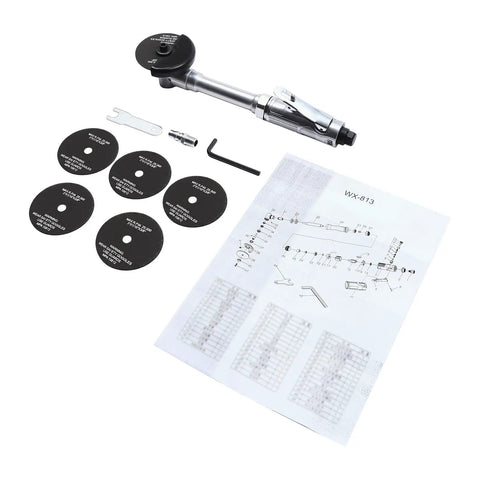 Crazy Fast Pneumatic Cut Off Tool With 20000 RPM, 90 PSI Operating Pressure, 3 Inch Cutting Blade, 6 Blades, included parts