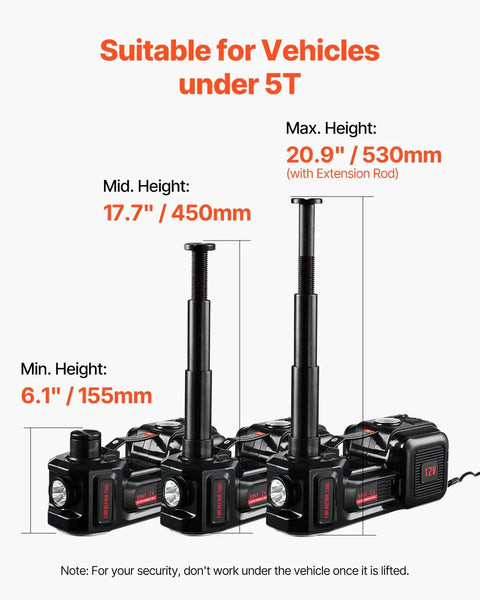 Electric Car Jack 5 Ton With Built In Inflator All In One 12V Tire Change Kit Scissor Jack With Led Light And Impact Wrench Portable Lift For Sedan SUV And Truck