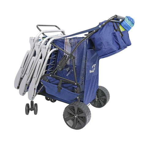 Beach Cart With Big Sand Wheels For Easy Sand Haul Wide Wheel Wagon Includes Insulated Cooler Bag Body Board And Umbrella Holder 100 Lb Capacity