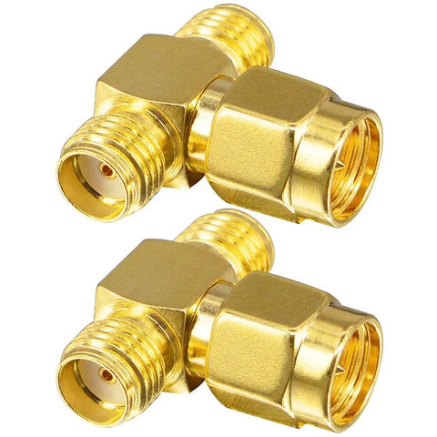 Male To Dual SMA Female RF Splitter Adapter 2 Way Y Type Combiner For SDR Receiver And Signal Monitoring, gold plated