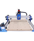 Badass 3 Axis CNC Router Station With 4040 Woodworking Engraver And 110V Desktop Mill For Acrylic MDF Carving, front view of router on a bed.
