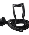 Self Leveling Cup Holder With Gyroscopic Anti Spill Guard, 60 Degree Rotating Clamp For Motorcycle Truck Tractor Scooter, Black design showcasing the clamp and holder.