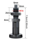Heavy Duty Spring Plunger Knob For Mechanical Devices With Carbon Steel Self Locking Action Stable Rotation Beefy Indexing And Locking Pin Accessory The Go To Jig And Fixture Component M16X1.5 shown with dimensions