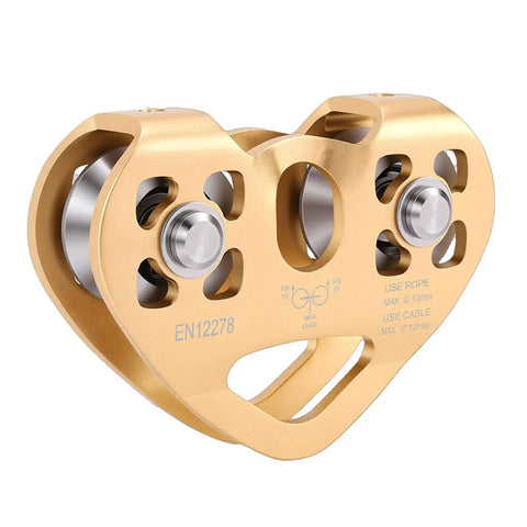 Sturdy Zipline Tandem Pulley Kit With Aluminum Alloy Frame And Stainless Steel Bearings For Backyard Zip Lines And Rope Rescue Dual Trolley High Speed And Smooth Operation 30kN Load Capacity