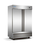 Heavy Duty Commercial Refrigerator With Adjustable Wire Shelves And Digital Led Display 48 Cubic Feet Stainless Steel, front view.
