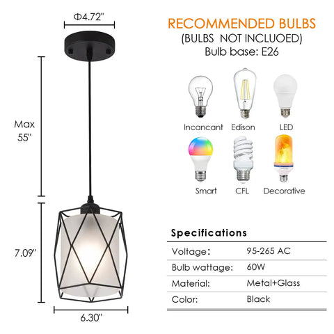 Super Cool Industrial Over Sink Pendant Light Boasting A Black Cage Design With Frosted Glass For Moderate Eye Friendly Brightness