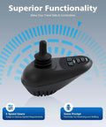 24V DC Wheelchair Joystick Controller with Brake, 360 Degree Free Steering for Electric Mobility Wheelchairs shown at angle.