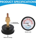Dual-Display Tridicator Boiler Gauge Kit Commercial Grade with 2.5 Inch Dial for Temperature and Pressure, black iron case, brass adapter