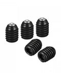 Built Tough M6 X 8mm Ball Point Set Screws With Spring Loaded Plunger 10 Pack high carbon steel in close-up view.