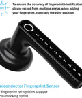 360-degree view of black 4 In 1 Fingerprint Door Lock With App Code Backup Key And Keyless Entry showing fingerprint sensor and keypad