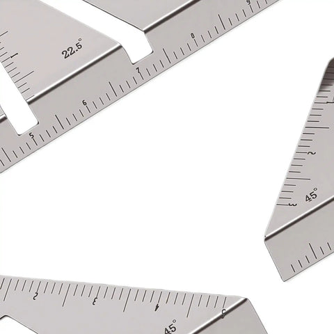 Stainless Steel Miter Square Ruler Set Of 3 Heavy Duty Pro Grade Multi Angle Measuring Tool with 45° and 22.5° etched marks