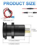 Product size diagram with dimensions and cable length for Triple USB Car Charger With Dual PD3.0 USB C Ports And Quick Charge 3.0