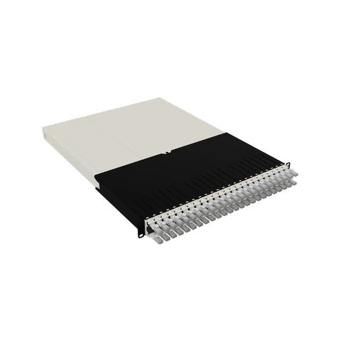 Kick Cable Chaos To The Curb With This 30RU Server Rack Cable Management System Optimized For 24 Port Cat6a UTP Ethernet Networks slick white patch panel kit with retractable cables.
