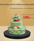 Heavy Duty 24 Inch Motorized Electric Turntable Stand With Remote Control, rotating display for large cake with lotus decorations.
