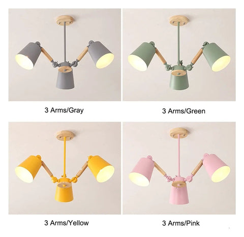 Slick Vintage Wood And Metal Adjustable Pendant Light With E27 Socket Dope Hanging Dining Lamp For Modern Home Setup featuring gray, green, yellow, and pink color options.