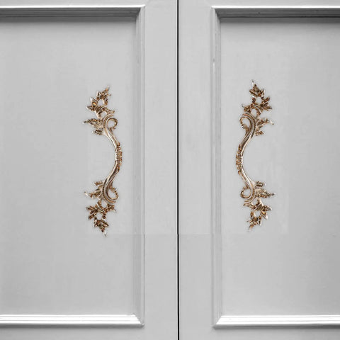 Vintage Zinc Alloy Cabinet Handles Set With Antique Silver Finish on white cabinets, European style carved drawer pulls.