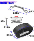 Heavy Duty Tie Down Straps With Cam Buckles And Stainless Brackets For Battery Boxes And Cargo Secure Mount Kit Weatherproof Marine Grade showing product size and dimensions for the strap and buckle.