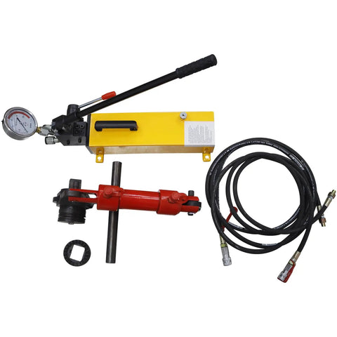 Rugged Manual Hydraulic Torque Wrench Delivers Serious Torque Punch For M20 M30 Coarse Thread Bolts with yellow pump, pressure gauge, and hoses.