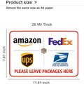 Weather Resistant Aluminum Package Delivery Sign 8X12 with carrier logos for outdoor package instructions.