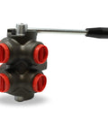 Front view of Beefed Up Heavy Duty Rotary Diverter Valve For Hydraulic Systems 6 Port 16 GPM Nominal Flow Cast Iron Body