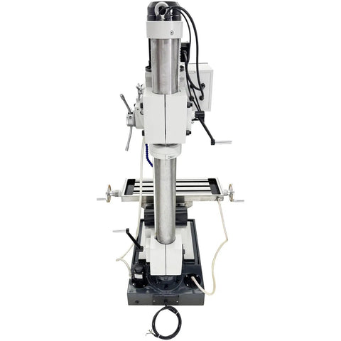 Front view of Gear Head Drill Press 220V 3 Phase 1.5KW Powerhouse For Drilling Milling And Tapping In One Setup 45mm Capacity