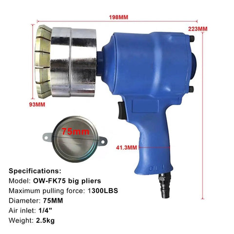 Heavy Duty Pneumatic Barrel Crimpie Sealer For 55 Gallon 200L Oil Drums in blue with 75mm diameter sealing head.