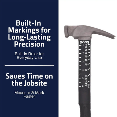Lightweight Ti64 Titanium Hammer With Tough-Fiber Shock-Absorbing Fiberglass Handle, built-in ruler for precision, 10 oz head, BH10TIPFS