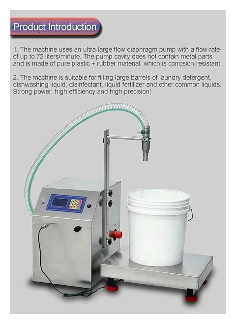 Automatic Liquid Filling Machine With Digital Diaphragm Pump Control Precision Bottle Filler for large barrels and liquid dosing.
