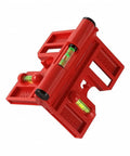 Accurate Level with Steel-Gripping, Red, compact folding tool with three bubble vials for accurate alignment measurements.